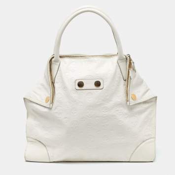Pre Owned Alexander McQueen Off White Leather Large De Manta Tote 