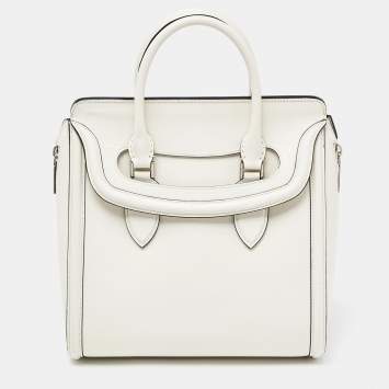 Pre Owned Alexander McQueen Off White Leather Medium Heroine Tote