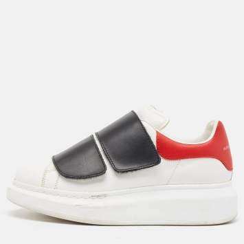 Pre Owned Alexander McQueen Tricolor Leather Oversized Velcro Strap Sneakers Size 35