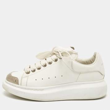 Pre Owned Alexander McQueen White Leather Oversized Lace Up Sneakers Size 37