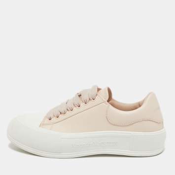 Pre Owned Alexander McQueen Pink Leather Deck Plimsoll Sneakers Size 40