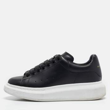 Pre Owned Alexander McQueen Black Leather Larry Sneakers Size 35
