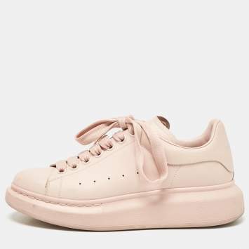 Pre Owned Alexander McQueen Pink Leather Oversized Low Top Sneakers Size 38