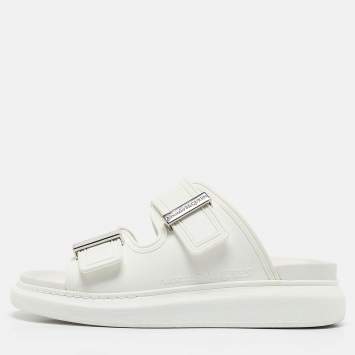 Pre Owned Alexander McQueen White Rubber Hybrid Chelsea Flat Sandals Size 37.5