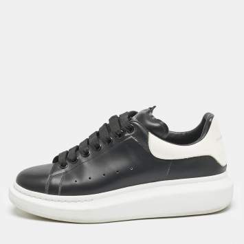 Alexander McQueen Black Leather Oversized Low Top Sneakers Size 41.5