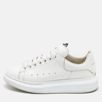 Pre Owned Alexander McQueen White Leather Oversized  Sneakers Size 40