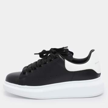 Alexander McQueen Black/White Leather Oversized Low Top Sneakers Size 36