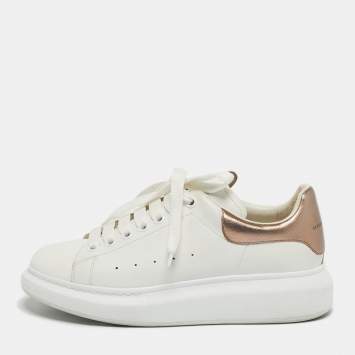 Pre Owned Alexander McQueen White Leather Oversized Lace Up Sneakers Size 41