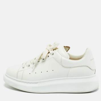 Pre Owned Alexander McQueen White Leather Oversized Low Top Sneakers Size 39.5