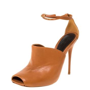 Pre Owned Alexander McQueen Tan Leather Mules Ankle Strap Sandals Size 37