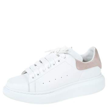 Pre Owned Alexander McQueen White Leather And Pink Suede Platform Sneakers Size 41
