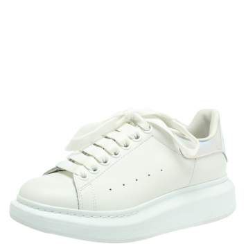 Pre Owned Alexander McQueen White Leather Larry Low Top Sneakers Size 36.5