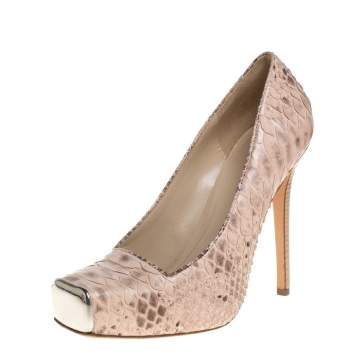 Pre Owned Alexander McQueen Blush Pink Python Platform Pumps Size 39
