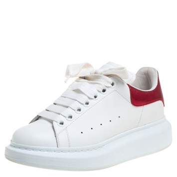 Pre Owned Alexander McQueen White Leather Oversized Low Top Sneakers Size 37.5