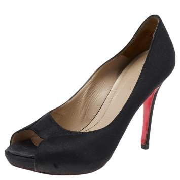 Pre Owned Alexander McQueen Black Satin Peep Toe Pumps Size 36