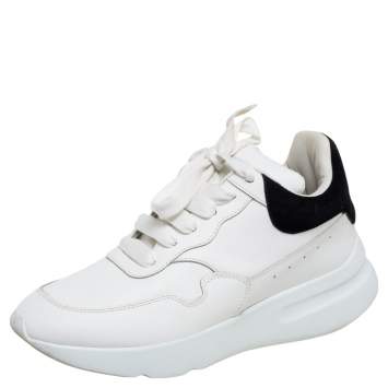 مملوكة مسبقًا Alexander McQueen White Leather Larry Oversized Sneakers Size 38.5