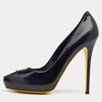 Pre Owned Alexander McQueen Patent Leather Peep Toe Pumps Size 40