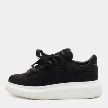 Pre Owned Alexander McQueen Black Knit Fabric Oversized Sneakers Size 36