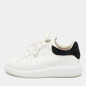 Pre Owned Alexander McQueen White Leather and Suede Oversized Low-Top Sneakers Size 40