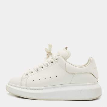 Pre Owned Alexander McQueen White Leather Oversized Sneakers Size 36.5