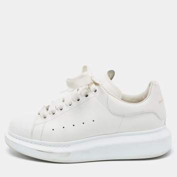 Pre Owned Alexander McQueen White Leather Oversize Lace Up Sneakers Size 38
