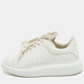 Pre Owned Alexander McQueen White Leather Oversized Sneakers Size 39