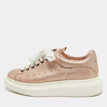 Pre Owned Alexander McQueen Pink Leather Oversized Sneakers Size 39