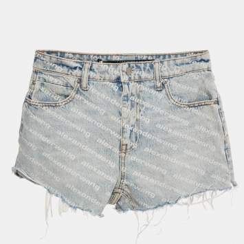 مملوكة مسبقًا Alexander Wang Blue Denim Bite Highrise Shorts S/Waist 27"