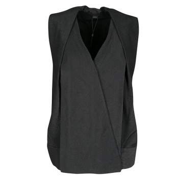 Pre Owned Alexander Wang Grey Stingray Pattern Draped Detail Top M