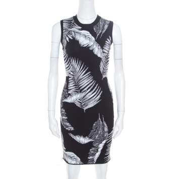 Pre Owned T By Alexander Wang Black Hawaiian Jacquard Sleeveless Bodycon Dress S