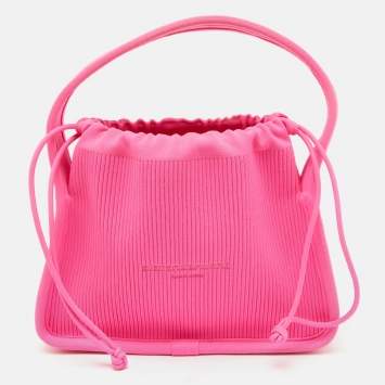 Pre Owned Alexander Wang Fuchsia Pink Knit Fabric Small Ryan Hobo