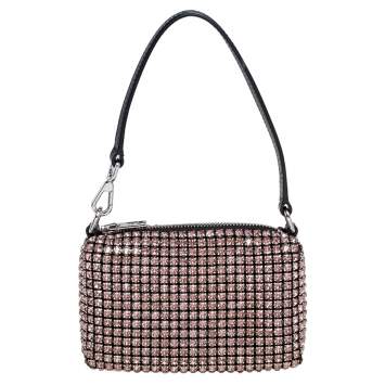Pre Owned Alexander Wang Pink Crystal Embellished Mesh Heiress Pouch Bag