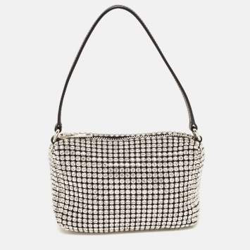 Pre Owned Alexander Wang Black Crystal Embellished Mini Heiress Pouch Bag