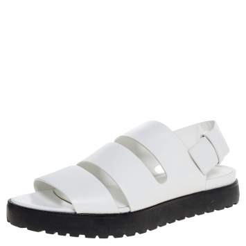 Pre Owned Alexander Wang White Leather Slingback Flat Sandals Size 38