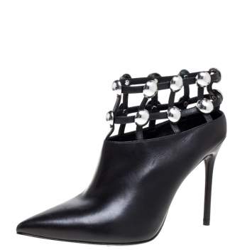 Pre Owned Alexander Wang Black Leather Tina Ankle Booties Size 41