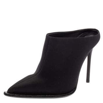 Pre Owned Alexander Wang Black Nylon Eri Diamante Mules Size 38