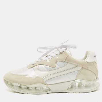 Pre Owned Alexander Wang Grey/White Leather and Suede Stadium Sneakers Size 40