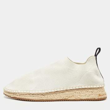 Pre Owned Alexander Wang Off White Knit Fabric Dylan Espadrille Flats Size 40