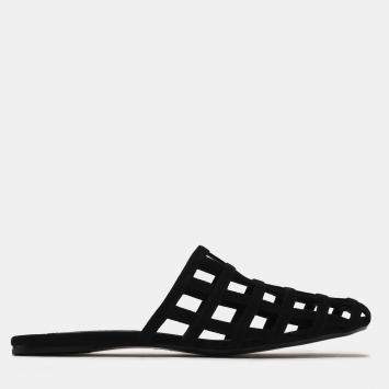Pre Owned Alexander Wang Black Suede Flat Mules Size 36.5