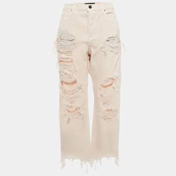 Pre Owned Denim X Alexander Wang Pink Distressed Denim Rival Jeans M Waist 34"
