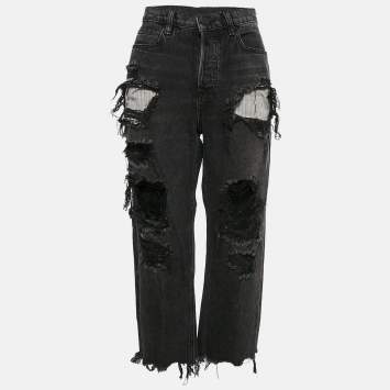 Pre Owned Denim X Alexander Wang Black Distressed Denim Rival Jeans M Waist 30"