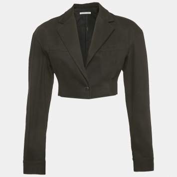 Pre Owned Alexander Wang Black Cotton Lapel Collar Cropped Jacket S