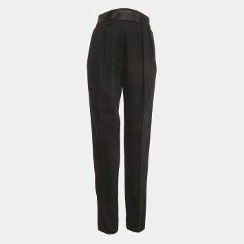 Pre Owned Alexander Wang Black Cotton Side Trim Pleated Trouser S