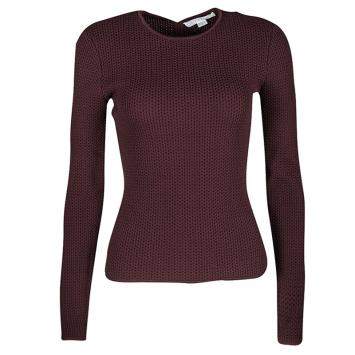Pre Owned Alexander Wang Burgundy Textured Knit Fitted Sweater S