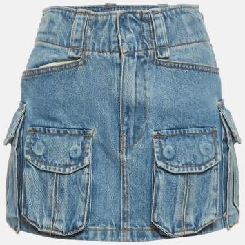 مملوكة مسبقًا Alexander Wang Blue Denim Cargo Mini Skirt S Waist 24"