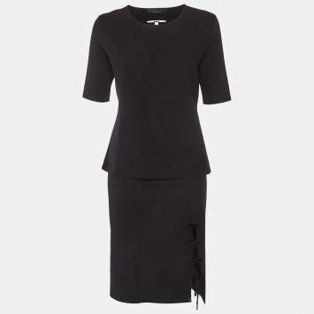 Pre Owned Alexander Wang Black Stretch Knit Lace-Up Set M/L