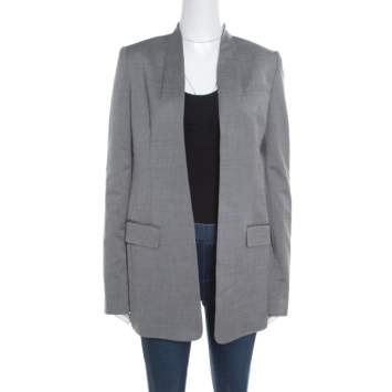 Pre Owned Alexander Wang Grey Velvet Cropped Back Detail Open Front Blazer S