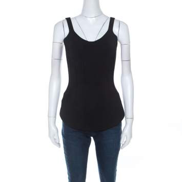 Pre Owned Alexander Wang Black Knit Sleeveless Curved Hem Top S 