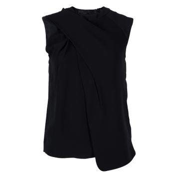 Pre Owned Alexander Wang Black Asymmetric Pleat Detail Sleeveless Top XS
