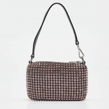 Pre Owned Alexander Wang Pink Crystal Mesh Heiress Pouch Bag